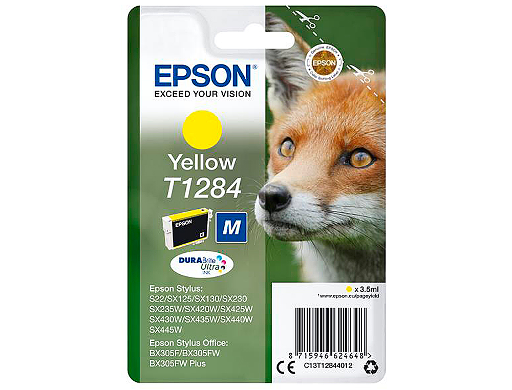 INK-JET EPSON T1284 AMARILLO SX125 / SX420W / 425W / OFFICE BX305F -CAPACIDAD