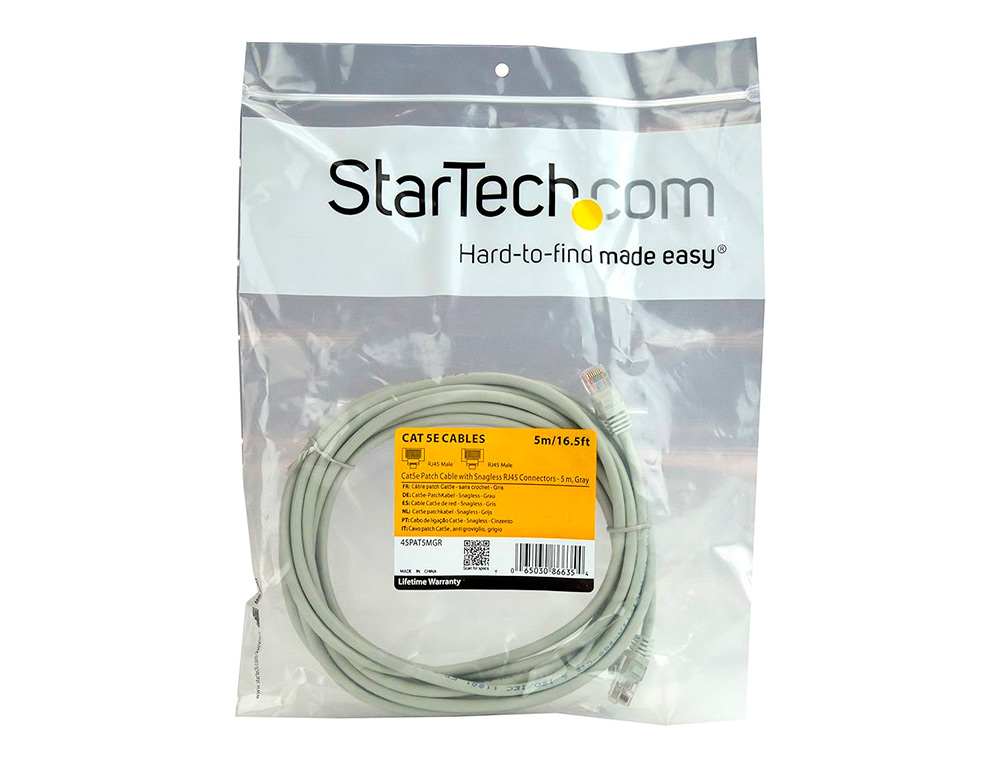 CABLE DE RED SNAGLESS GRIS LONGITUD 5 MT