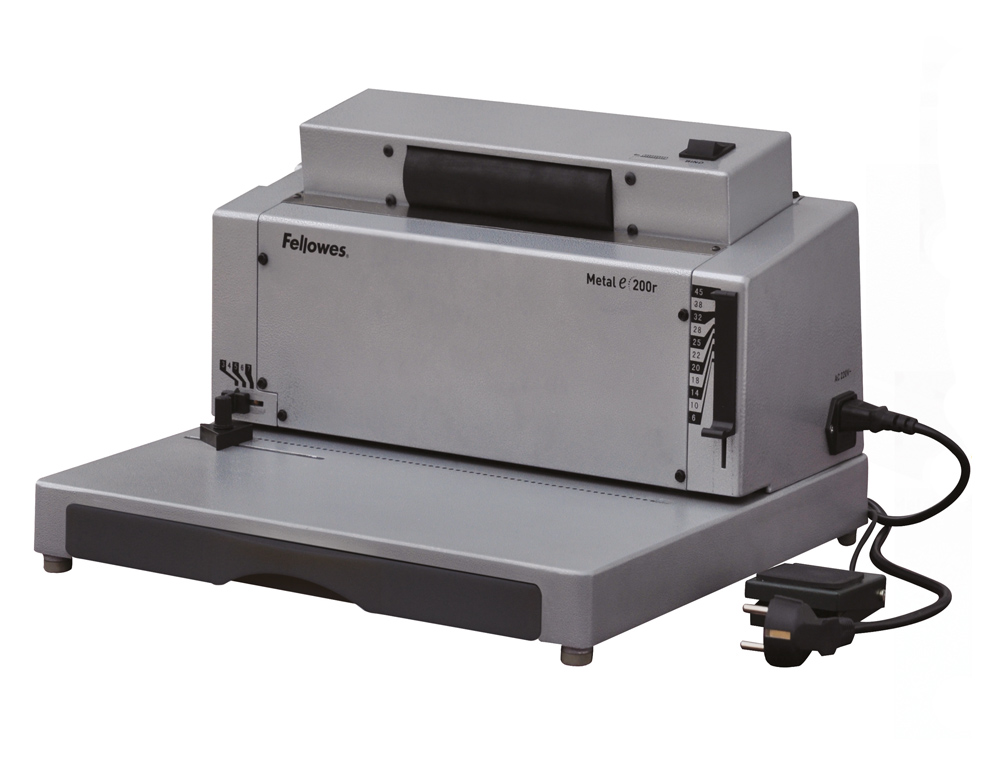 ENCUADERNADORA ELECTRICA PARA ESPIRAL FELLOWES E-200R PERFORA 20 H ENCUADERNA HASTA 450 H PASO 5:1