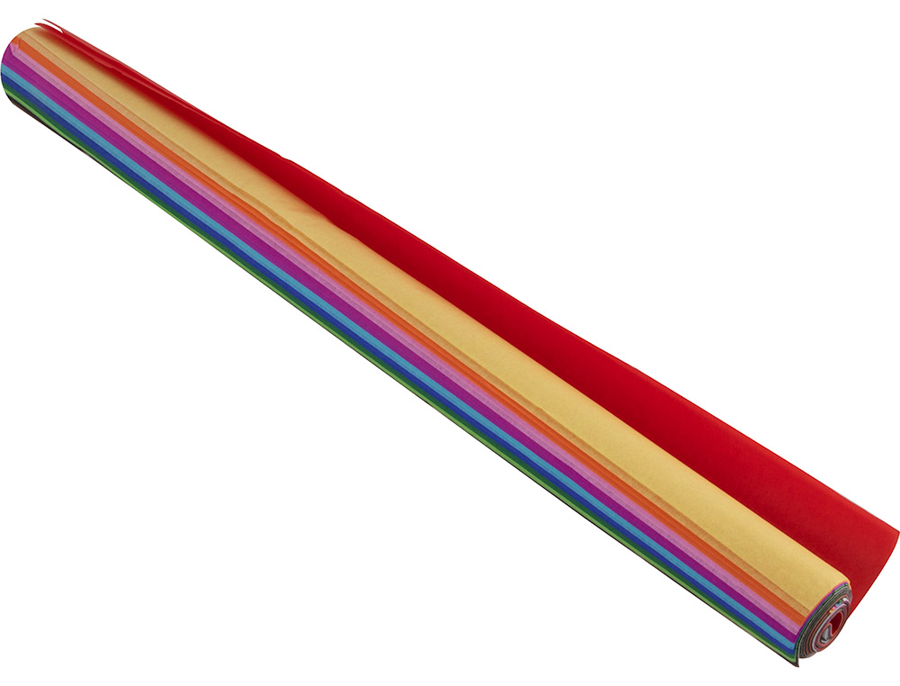 PAPEL SEDA LIDERPAPEL 12 COLORES SURTIDOS 17G/M2 ROLLO DE 24 HOJAS 50X75CM