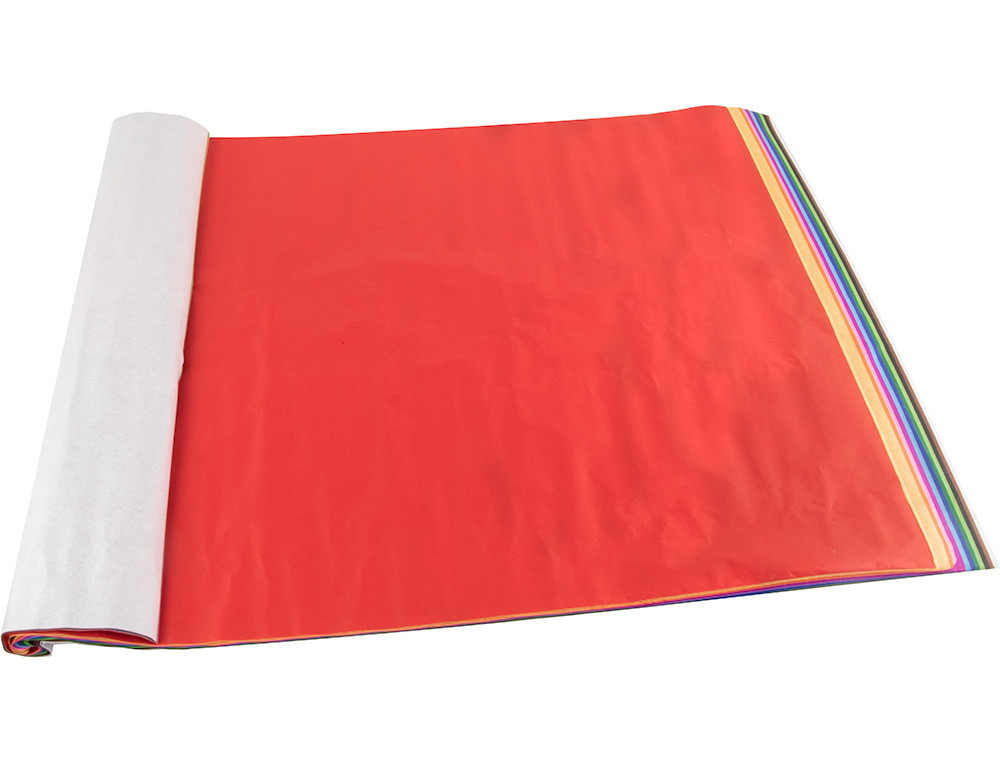 PAPEL SEDA LIDERPAPEL 12 COLORES SURTIDOS 17G/M2 ROLLO DE 24 HOJAS 50X75CM