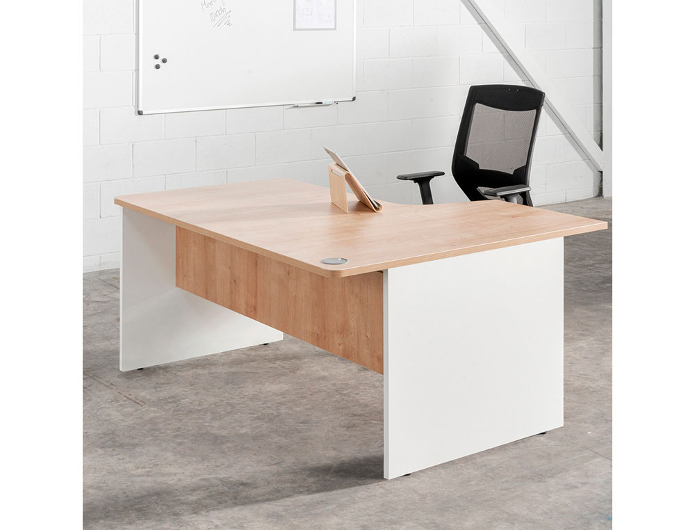MESA ROCADA SERIE WORK 160X110X76 CM DERECHA ACABADO AW04 BLANCO/BLANCO