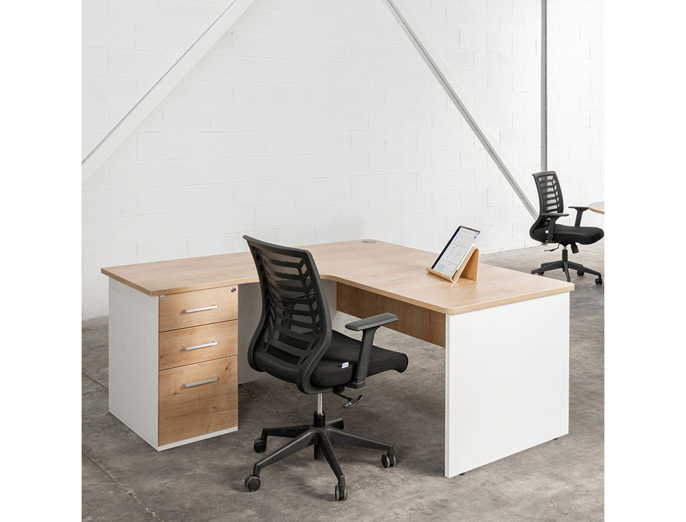 MESA ROCADA SERIE WORK 160X110X76 CM DERECHA ACABADO AW04 BLANCO/BLANCO