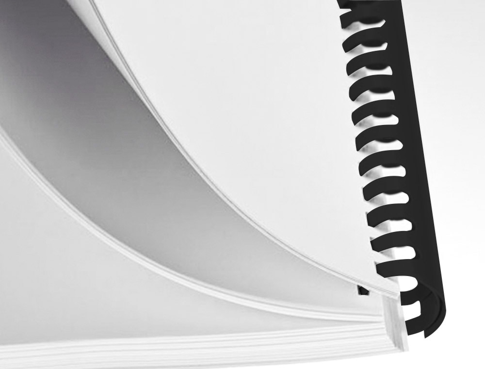 CANUTILLO Q-CONNECT REDONDO 18 MM PLASTICO NEGRO CAPACIDAD 160 HOJAS CAJA DE 50 UNIDADES