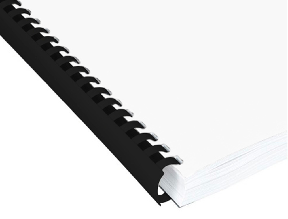 CANUTILLO Q-CONNECT REDONDO 18 MM PLASTICO NEGRO CAPACIDAD 160 HOJAS CAJA DE 50 UNIDADES