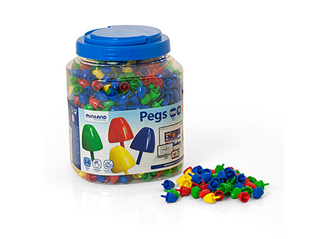 JUEGO MINILAND PEGS BOTE DE 1300 PIEZAS DE 15 MM