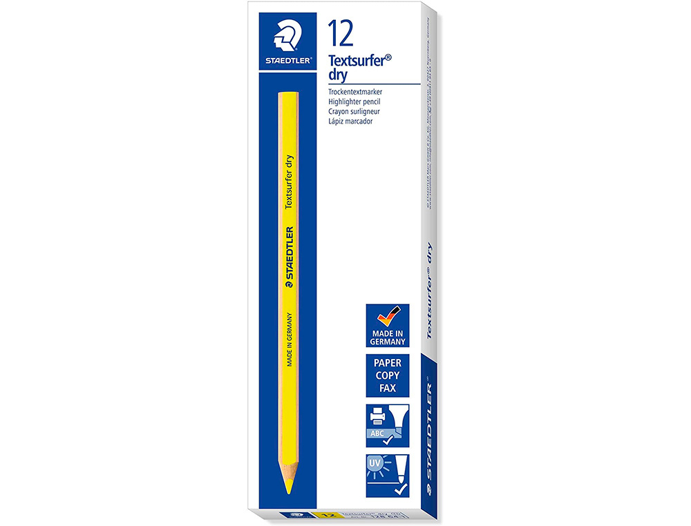 LAPICES FLUORESCENTE STAEDTLER TEXTSURFER DRY TRIANGULAR AMARILLO CAJA DE 12 UNIDADES