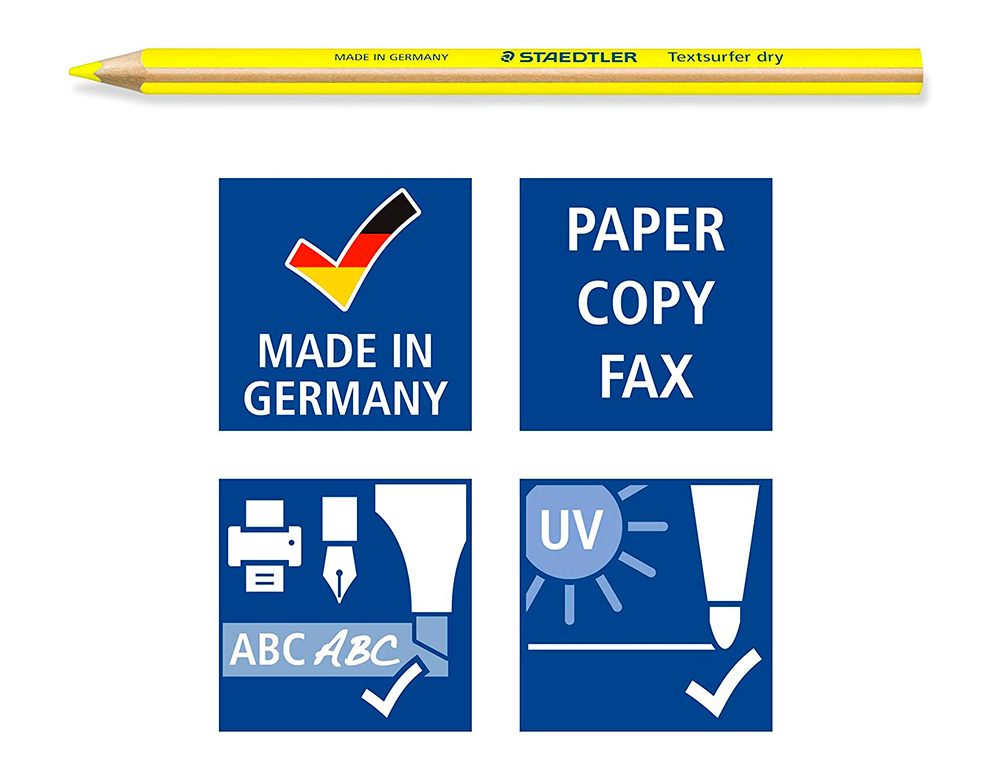 LAPICES FLUORESCENTE STAEDTLER TEXTSURFER DRY TRIANGULAR AMARILLO CAJA DE 12 UNIDADES