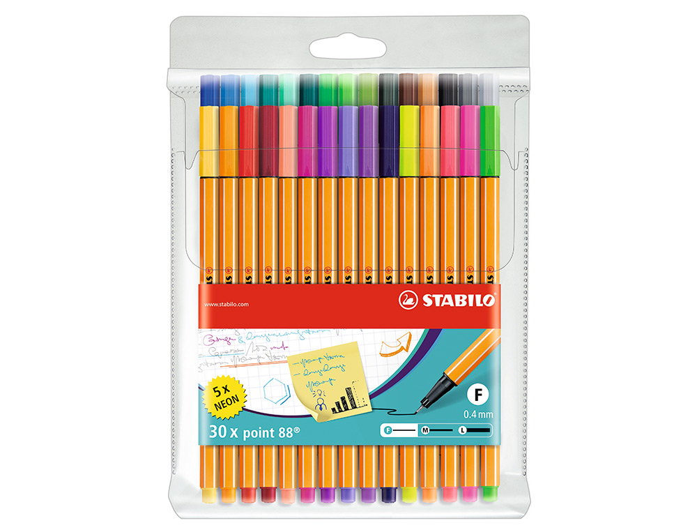 ROTULADOR STABILO PUNTA DE FIBRA POINT 88 ESTUCHE DE 30 UNIDADES SURTIDAS