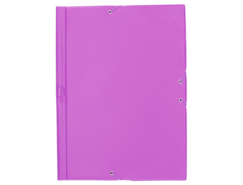 CARPETA LIDERPAPEL GOMAS PLASTICO FOLIO SOLAPAS COLOR LILA