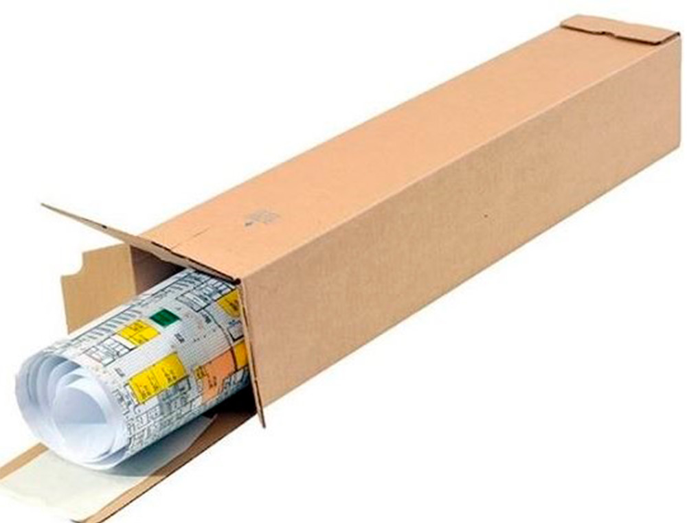 CAJA PARA EMBALAR Q-CONNECT TUBO CARTON RECICLADO CANAL SIMPLE 3 MM COLOR KRAFT 725X95X95 MM