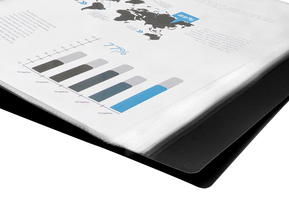 CARPETA LIDERPAPEL ESCAPARATE 50 FUNDAS PVC FOLIO NEGRO