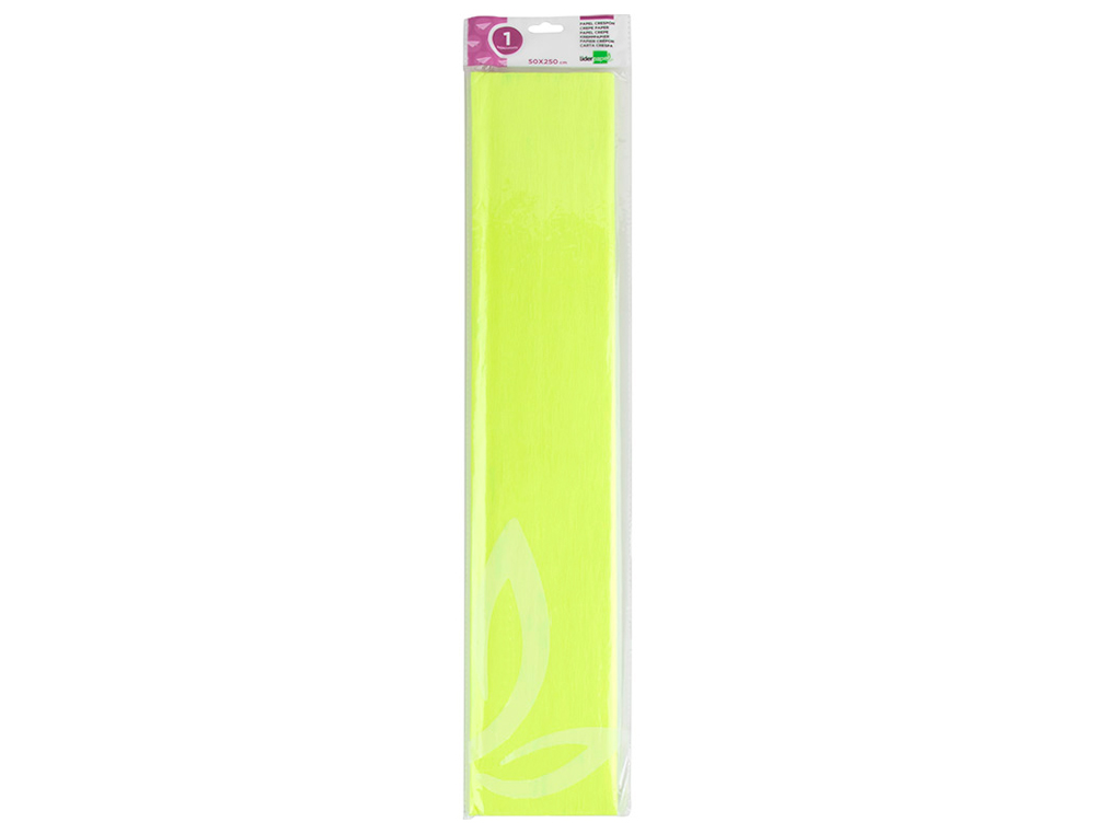 PAPEL CRESPON LIDERPAPEL 50 CM X 2,5 M 34G/M2 AMARILLO FLUORESCENTE
