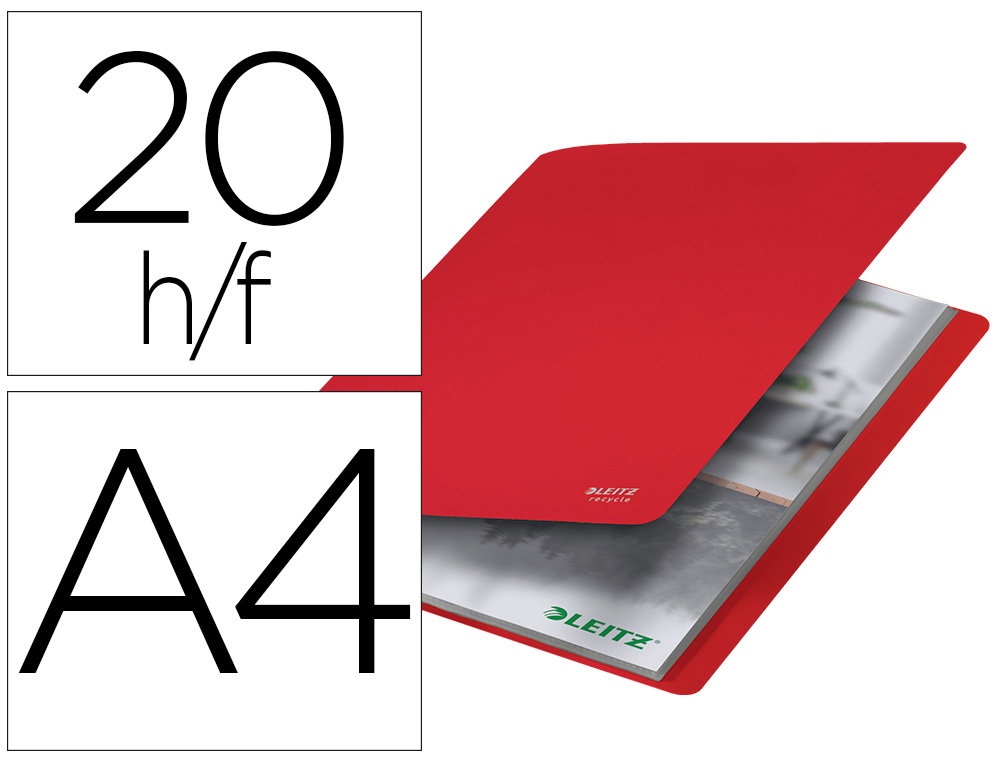 CARPETA LEITZ RECYCLE ESCAPARATE DIN A4 20 FUNDAS POLIPROPILENO ROJO