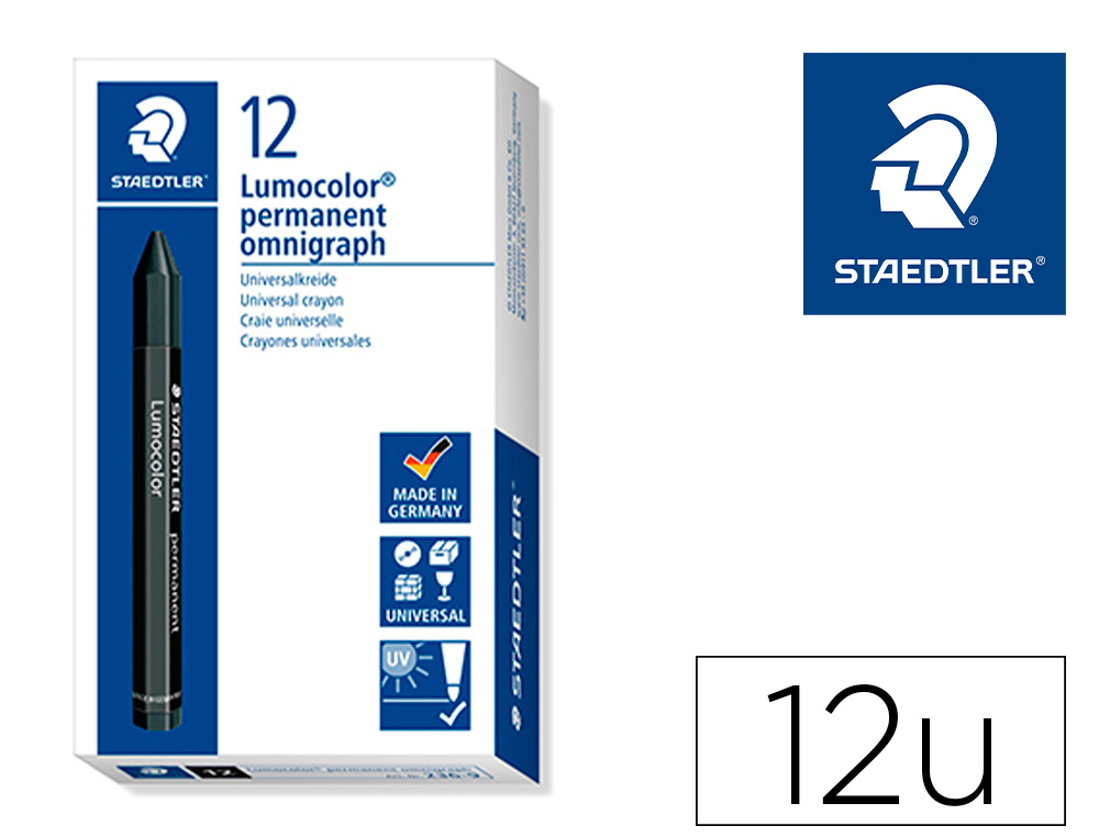 CERA STAEDTLER PARA MARCAR NEGRO LUMOCOLOR PERMANENTE OMNIGRAPH 236 CAJA DE 12 UNIDADES