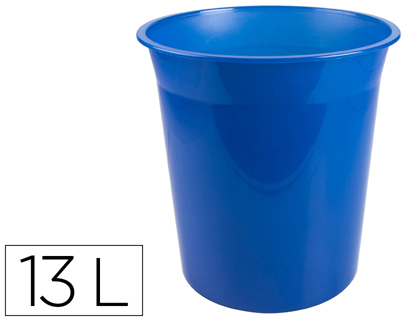 PAPELERA PLASTICO Q-CONNECT AZUL TRANSLUCIDO 13 LITROS 275X285 MM