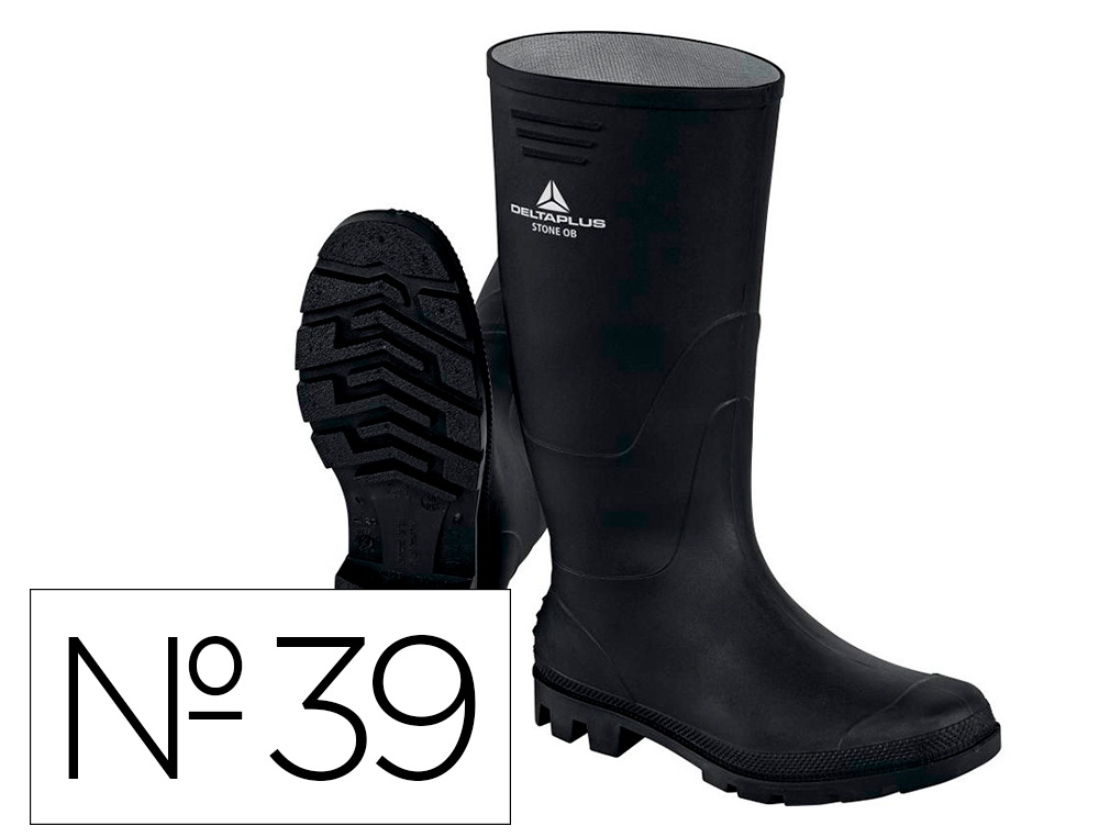 BOTAS DELTAPLUS DE SEGURIDAD STONE PVC NEGRO SUELA DE TACOS TALLA 39