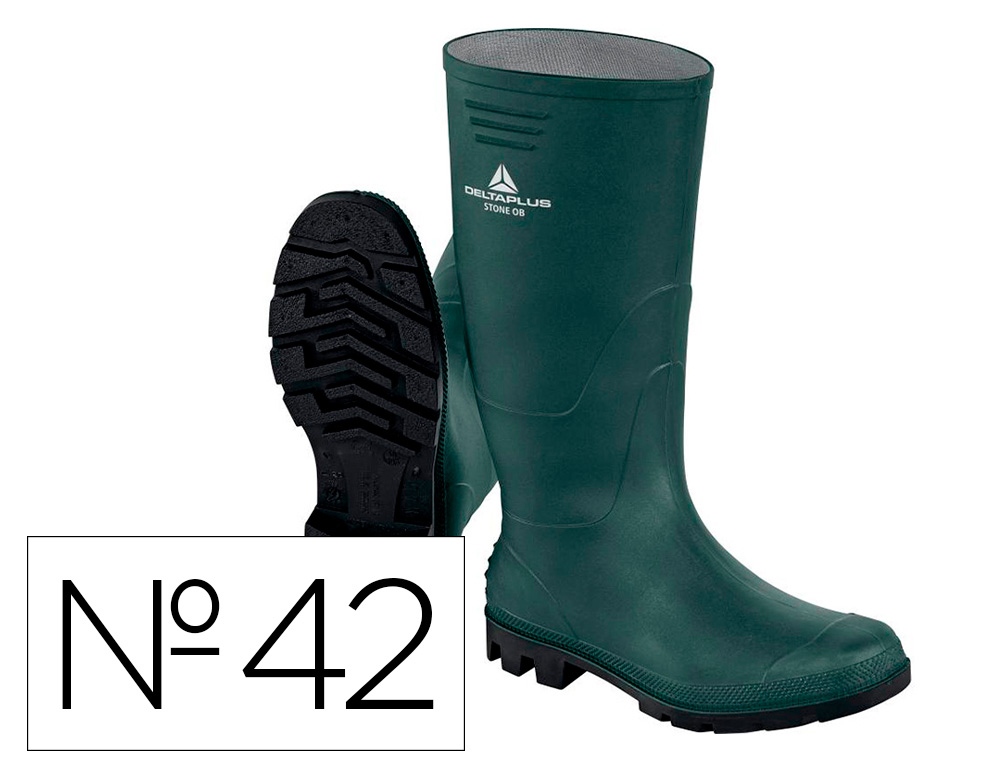 BOTAS DELTAPLUS DE SEGURIDAD STONE PVC VERDE SUELA DE TACOS TALLA 42