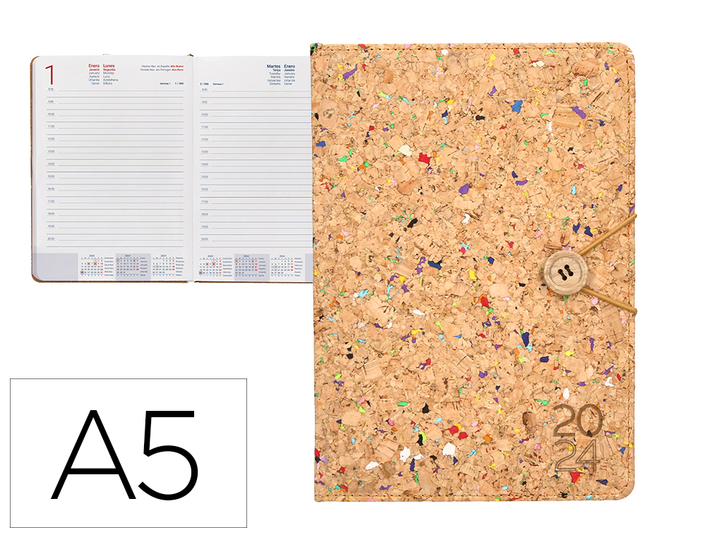 AGENDA ENCUADERNADA MILOS LIDERPAPEL A5 2024 DIA PAGINA MULTICOLOR PAPEL 70 GR