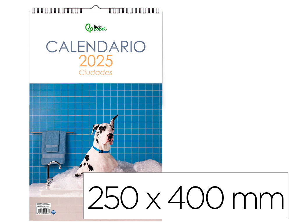 CALENDARIO ESPIRAL PARED LIDERPAPEL IMAGENES PERROS 2025 PARA ESCRIBIR 25X40 CM PAPEL 157 GR