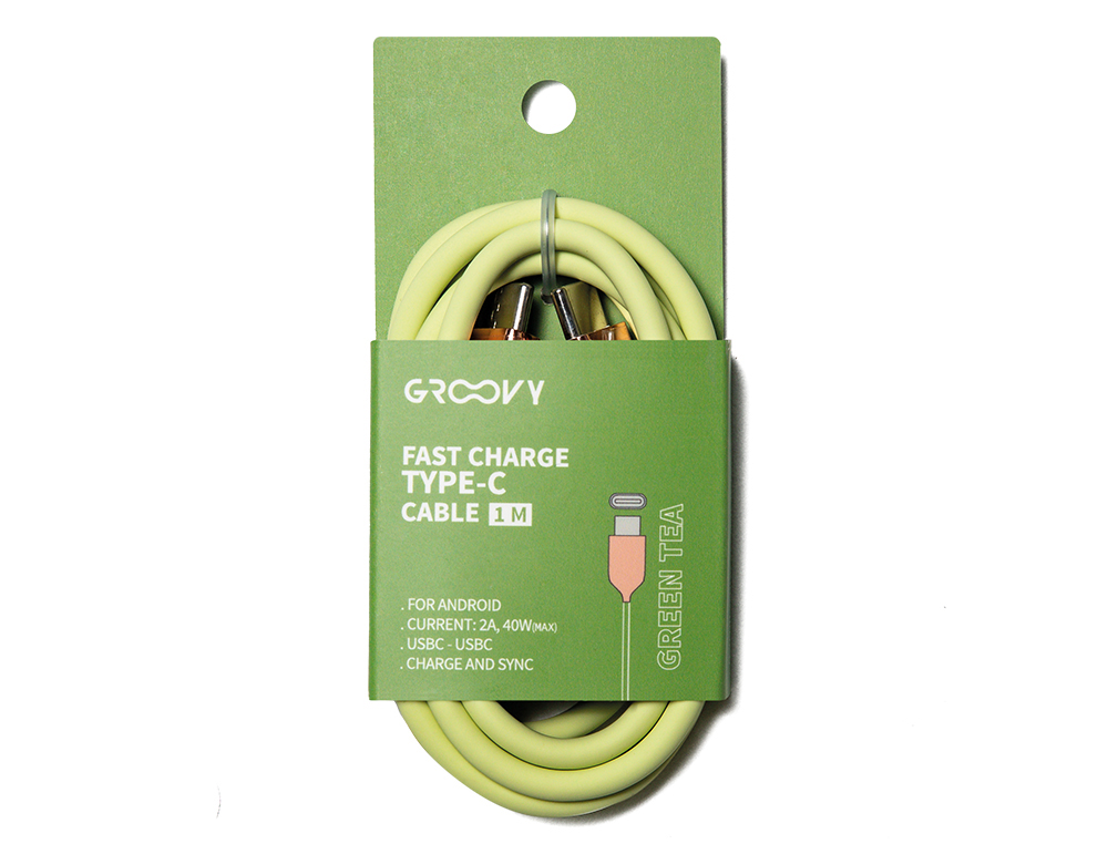 CABLE GROOVY USB 2.0 A USB C APPLE LIGHTNING LONGITUD 1 MT SILICONA COLOR VERDE TE