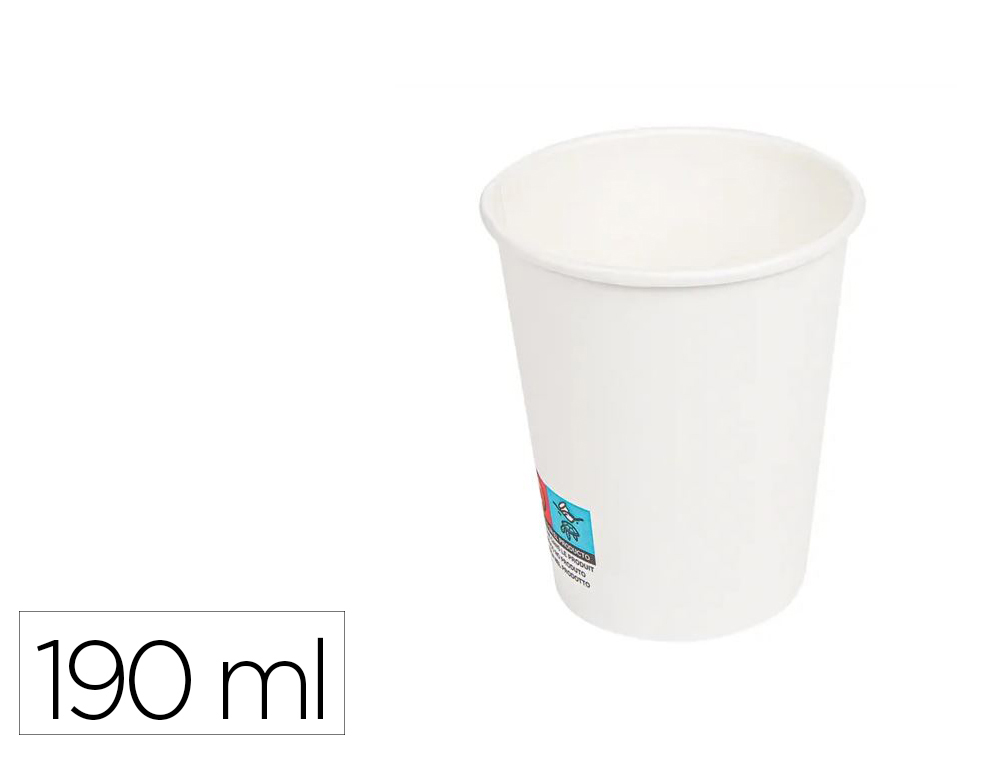 VASO DE PAPEL BLANCO BUNZL RECICLABLE PEFC 190 ML APTO BEBIDAS FRIAS Y CALIENTES PAQUETE DE 50 UNIDADES