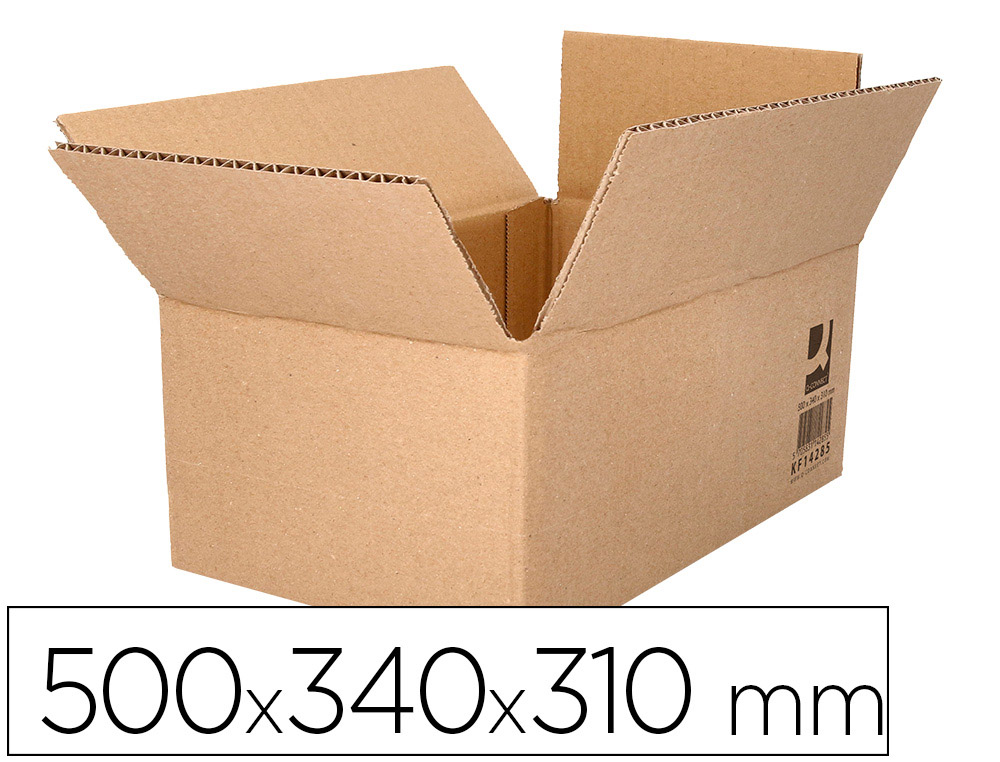 CAJA PARA EMBALAR Q-CONNECT AMERICANA ULTRARRESISTENTE CARTON RECICLADO CANAL DOBLE 7MM COLOR KRAFT 500X340X310 MM