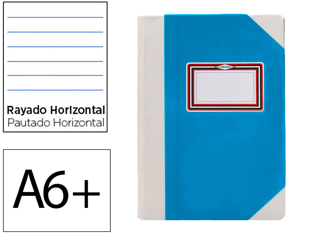 LIBRO CARTONE COSIDO FERNANDES FLECHA DIN A6+ RAYADO HORIZONTAL 50 HOJAS 100 GR AZUL