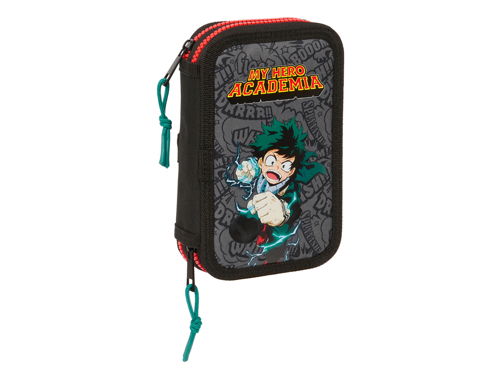 PLUMIER ESCOLAR SAFTA DOBLE CREMALLERA 28 PIEZAS MY HERO ACADEMIA 40X125X195 MM