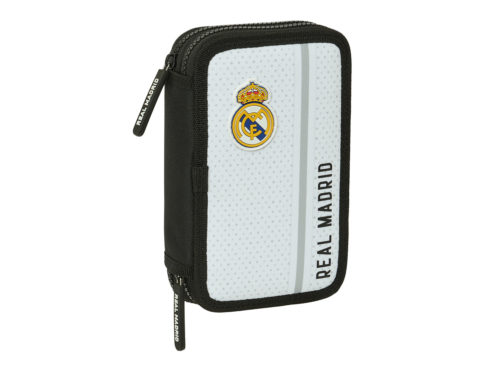 PLUMIER ESCOLAR SAFTA DOBLE PEQUEO 28 PIEZAS REAL MADRID 1 EQUIPACION 24/25 195X125X40 MM