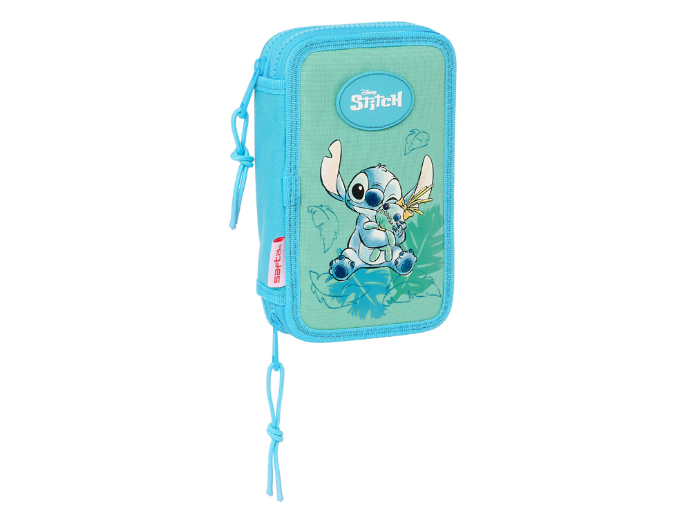 PLUMIER ESCOLAR SAFTA DOBLE PEQUEO 28 PIEZAS STITCH ALOHA 195X125X40 MM