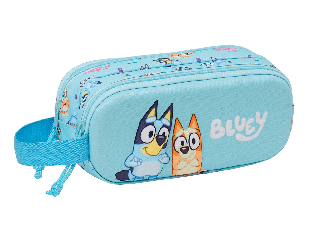 BOLSO ESCOLAR PORTATODO SAFTA DOBLE 3D BLUEY 80X210X60 MM