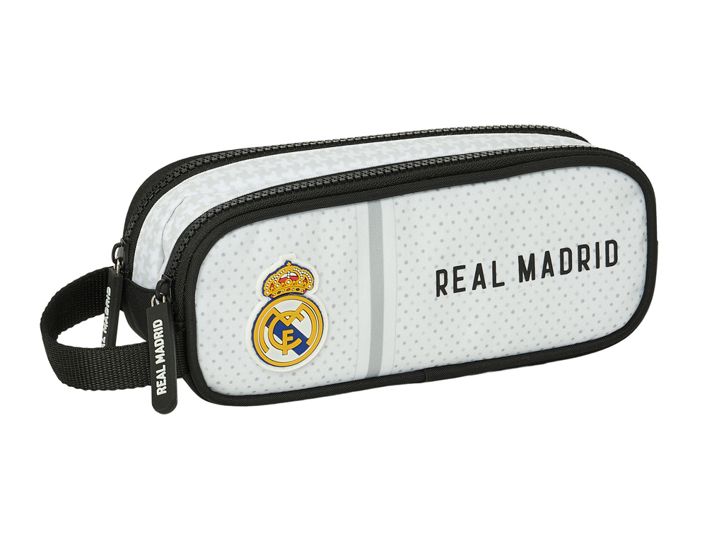 BOLSO ESCOLAR PORTATODO SAFTA DOBLE REAL MADRID 1 EQUIPACION 24/25 80X210X60 MM