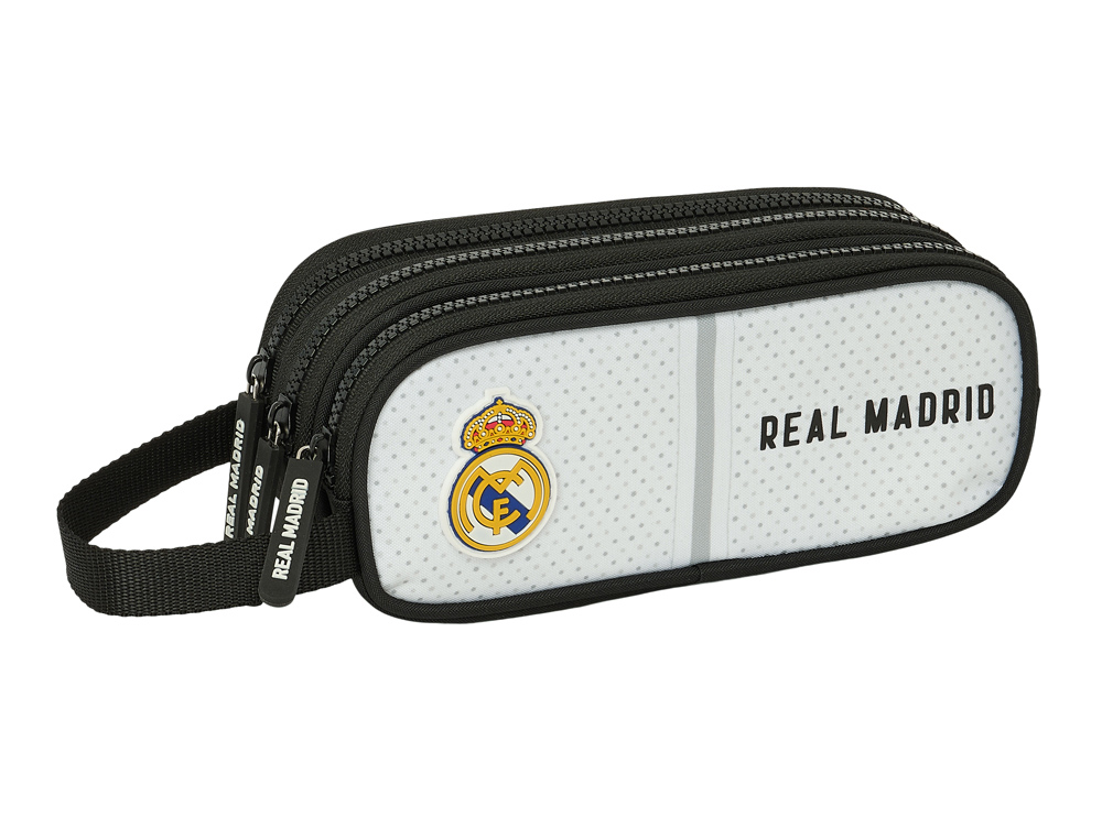 BOLSO ESCOLAR PORTATODO SAFTA TRIPLE REAL MADRID 1 EQUIPACION 24/25 85X210X70 MM