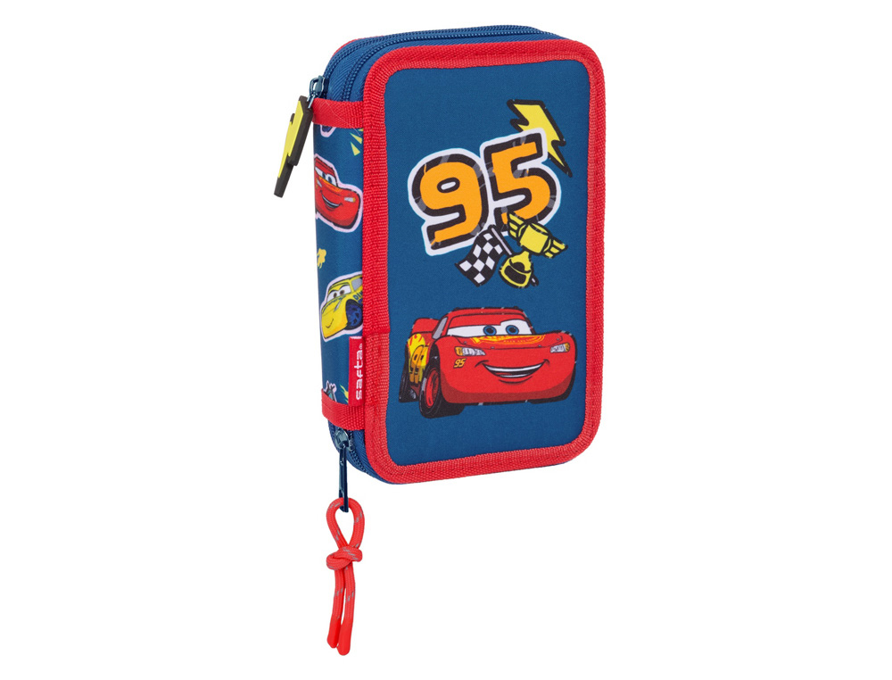 PLUMIER ESCOLAR SAFTA DOBLE PEQUEO 29 PIEZAS CARS RACING 195X125X40 MM