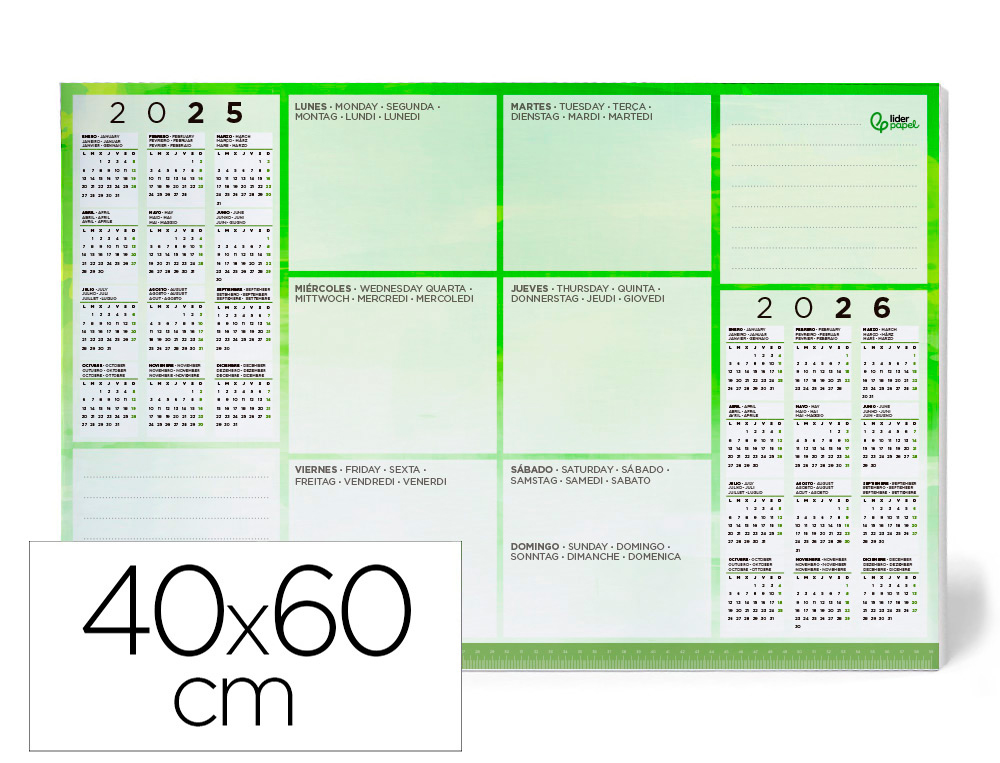 PLANNING SOBREMESA SEMANAL LIDERPAPEL 40X60 CM 80 GR 60 HOJAS 2025-2026