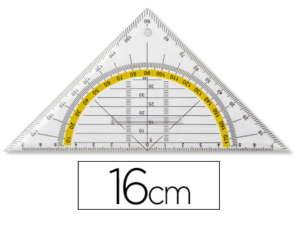 ESCUADRA LIDERPAPEL GEOMETRIA 16 CM PLASTICO CRISTAL CON PESTAA DE SUJECCION