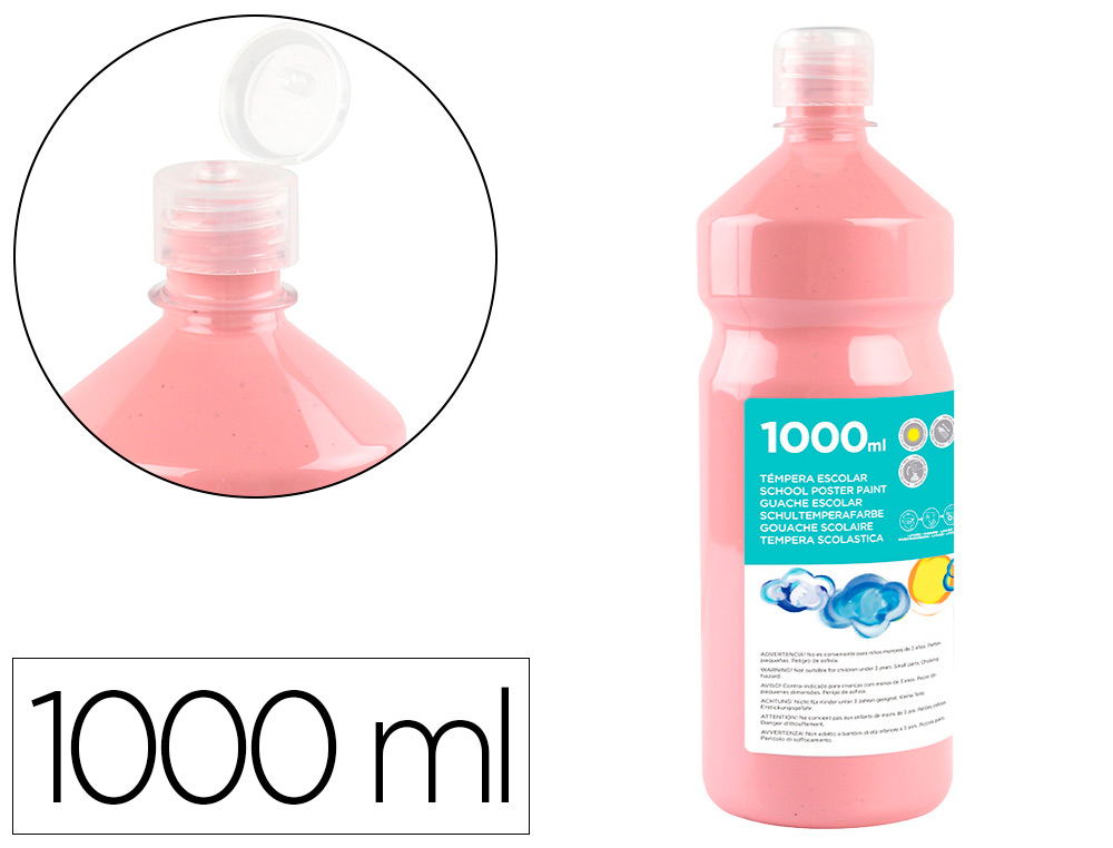 TEMPERA LIQUIDA LIDERPAPEL ESCOLAR 1000 ML ROSA