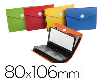 CARPETA LIDERPAPEL CLASIFICADOR DE TARJETAS PLASTICO PARA 40 TARJETAS 80X106 MM 5 COLORES SURTIDOS