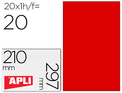 ETIQUETA ADHESIVA APLI 02880 TAMAO 210X297 MM PARA FOTOCOPIADORA LASER INK-JET CAJA CON 20 HOJAS DIN A4 ROJO