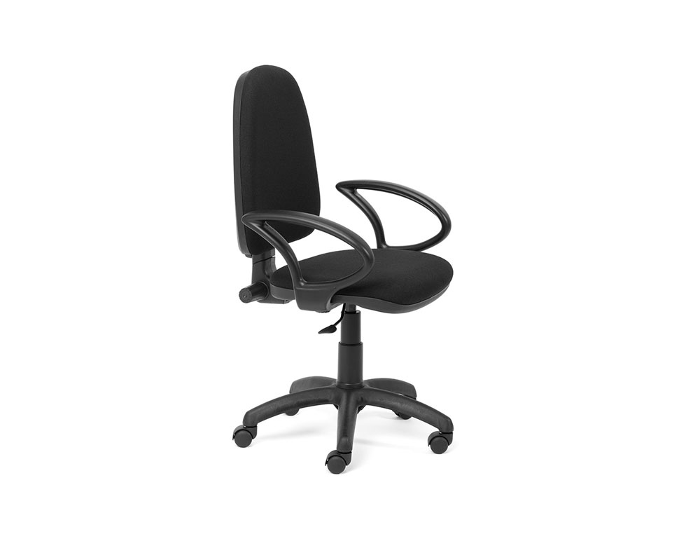 SILLA ROCADA CON BRAZOS COLOR NEGRO DIAMETRO BASE 610 MM RESPALDO DE 490 MM X 420 MM