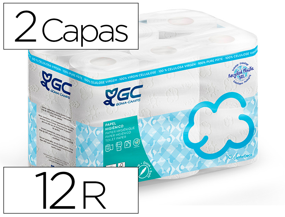 PAPEL HIGIENICO GC 2 CAPAS PAQUETE DE 12 ROLLOS